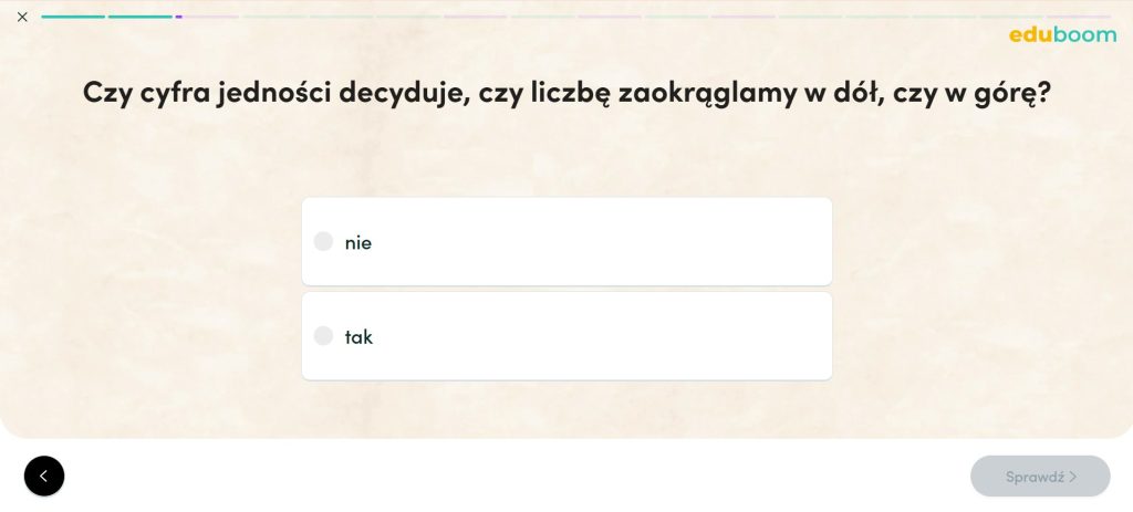 Pytanie z lekcji Eduboom o zaokrąglaniu liczb na podstawie cyfry jedności